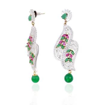 Chandelier Earrings With Cz  Rubies And Emeralds For Mother'S Day 3