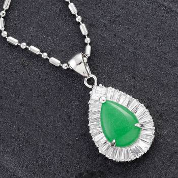 Tear Drop Agate And Cz Silver Pendant For Mother'S Day 1