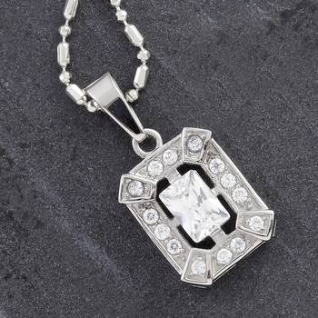 Emerald Cut Cz And Steel Pendant For Mother'S Day 1