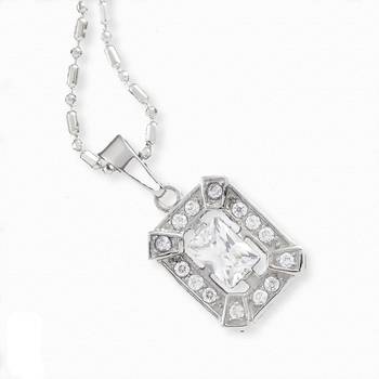 Emerald Cut Cz And Steel Pendant For Mother'S Day 2