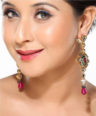 Kundan And Ruby Bead Danglers For Mother'S Day 1