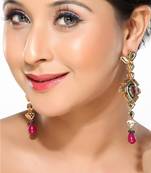 Kundan And Ruby Bead Danglers For Mother'S Day