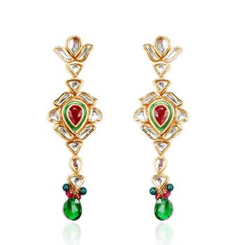Kundan And Ruby Bead Danglers For Mother'S Day 2
