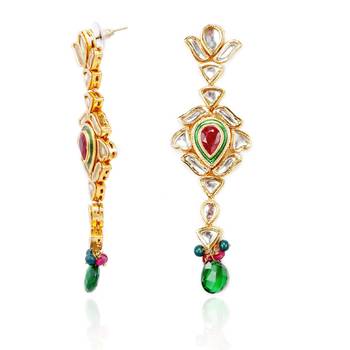 Kundan And Ruby Bead Danglers For Mother'S Day 4