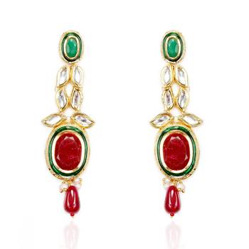 Kundan And Meenakari Dangler Earrings For Mother'S Day 2