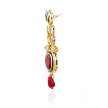 Kundan And Meenakari Dangler Earrings For Mother'S Day 3