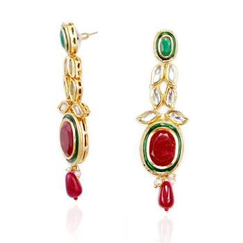 Kundan And Meenakari Dangler Earrings For Mother'S Day 4