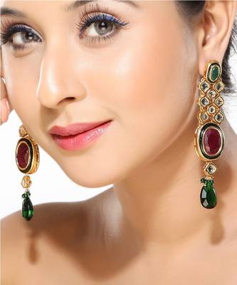 Kundan Emerald And Ruby Dangler Earrings For Mother'S Day 1