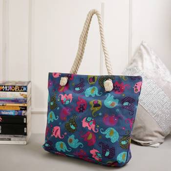 Charming Blue Contemporary Print Handbag For Mother'S Day 1