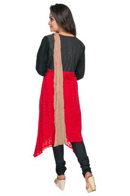 Red embroidered georgette cotton-kurtis 4