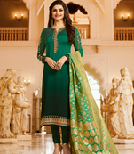 Green hand embroidery georgette salwar