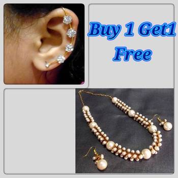 Buy 1 Get 1 Free Golden Damru Pearl Neckalce Set 1