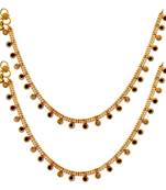 Maroon And Green Color Glass Stone Anklets