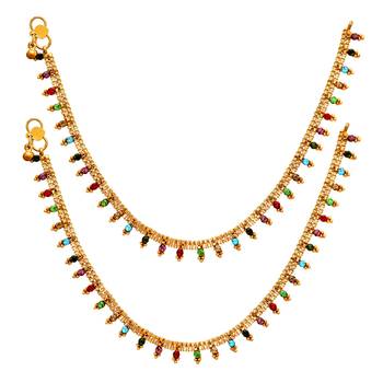 Multi Color Glass Stone Anklets For Women 1