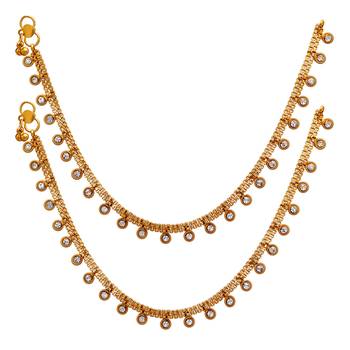 Festive Collection White Color Glass Stone Anklets For Women 1