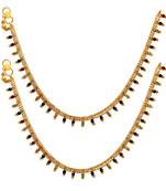 Maroon And Green Color Glass Stone Anklets