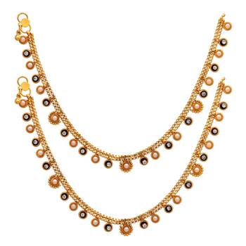 White Color Glass Stone Traditional Anklets 1