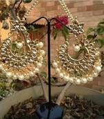 White Kundan Chandbali Earrings