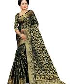 Black Woven Jacquard Saree With Blouse