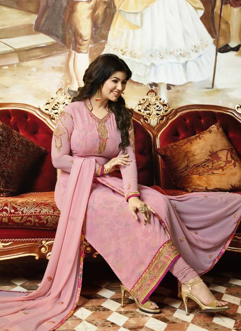 Light Pink Georgette Ayesha Takia Salwar Kameez Vasu Sarees