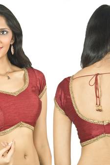 Curve. Just Like You. Dupion Silk Maroon Padded Blouse