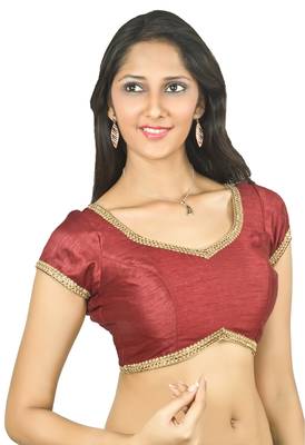 Curve. Just Like You. Dupion Silk Maroon Padded Blouse 3