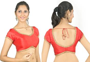 Curve. Just Like You. Dupion Silk Red Padded Blouse 1