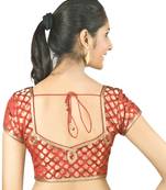 Red Padded Blouse With Lace Formation On The Back
