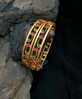 Gold Plated Multi Colour Stones Bangles 1