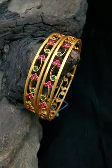 Gold Plated Multi Colour Stones Bangles