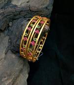 Gold Plated Multi Colour Stones Bangles