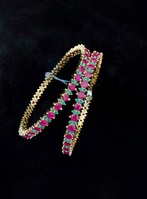 Zirconia Stones Ruby And Green Stones Bangles 1
