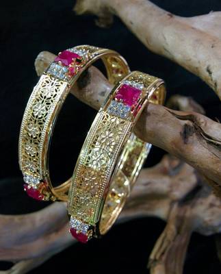 Gold Plated Ruby And White Stones 1