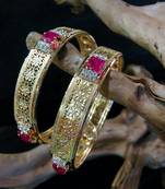 Gold Plated Ruby And White Stones
