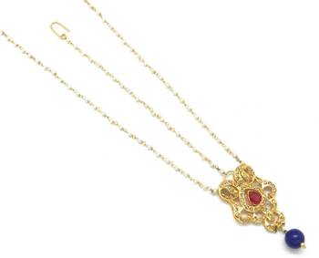Rajwadi Style Maang Tikka And Matha Patti Decorated With Crystal 1
