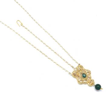 Rajwadi Style Maang Tikka And Matha Patti Decorated With Crystal 1