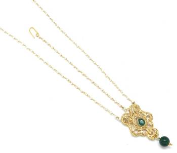 Rajwadi Style Maang Tikka And Matha Patti Decorated With Crystal 3