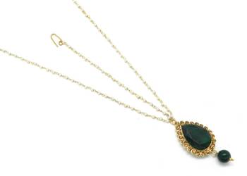 Big Stone Maang Tikka And Matha Patti Decorated With Crystal And Pearl Drop 1