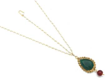 Big Stone Maang Tikka And Matha Patti Decorated With Crystal And Pearl Drop 1