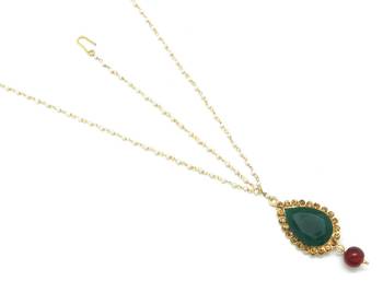 Big Stone Maang Tikka And Matha Patti Decorated With Crystal And Pearl Drop 3