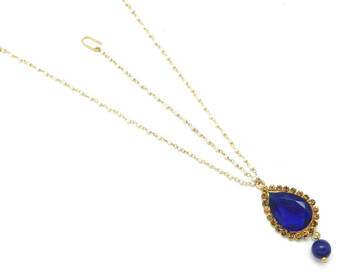 Big Stone Maang Tikka And Matha Patti Decorated With Crystal And Pearl Drop 1