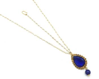 Big Stone Maang Tikka And Matha Patti Decorated With Crystal And Pearl Drop 3