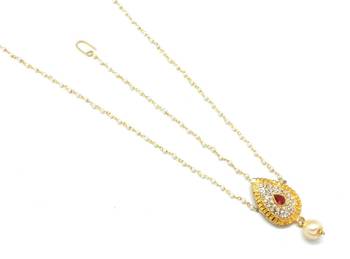 Pear Shaped Maang Tikka And Matha Patti Decorated With Crystal And Pearl Drop 2