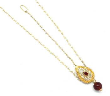 Pear Shaped Maang Tikka And Matha Patti Decorated With Crystal And Pearl Drop 2