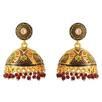 Traditional Meenakari Gold Plated Tokri Jhumka Earrings For Women 1