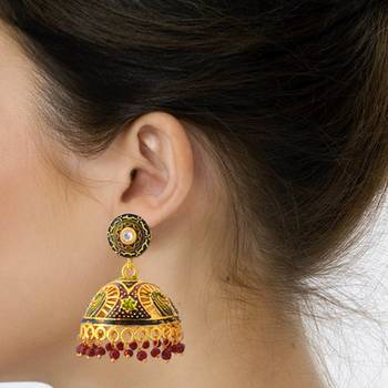 Traditional Meenakari Gold Plated Tokri Jhumka Earrings For Women 2