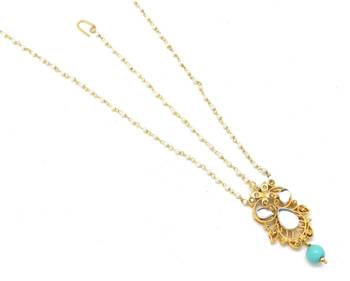 Golden Textured Maang Tikka And Matha Patti Decorated With Kundan And Crystal 2