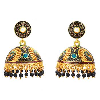 Traditional Meenakari Gold Plated Tokri Jhumka Earrings For Women 1