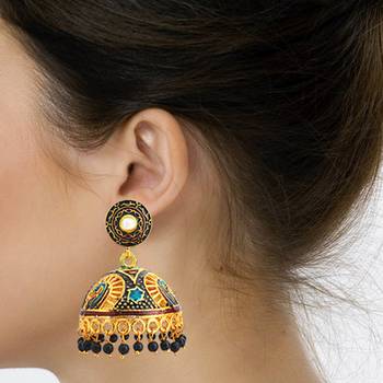 Traditional Meenakari Gold Plated Tokri Jhumka Earrings For Women 2