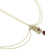 Flower Maang Tikka And Matha Patti Decorated With Crystals And Pearl Drop